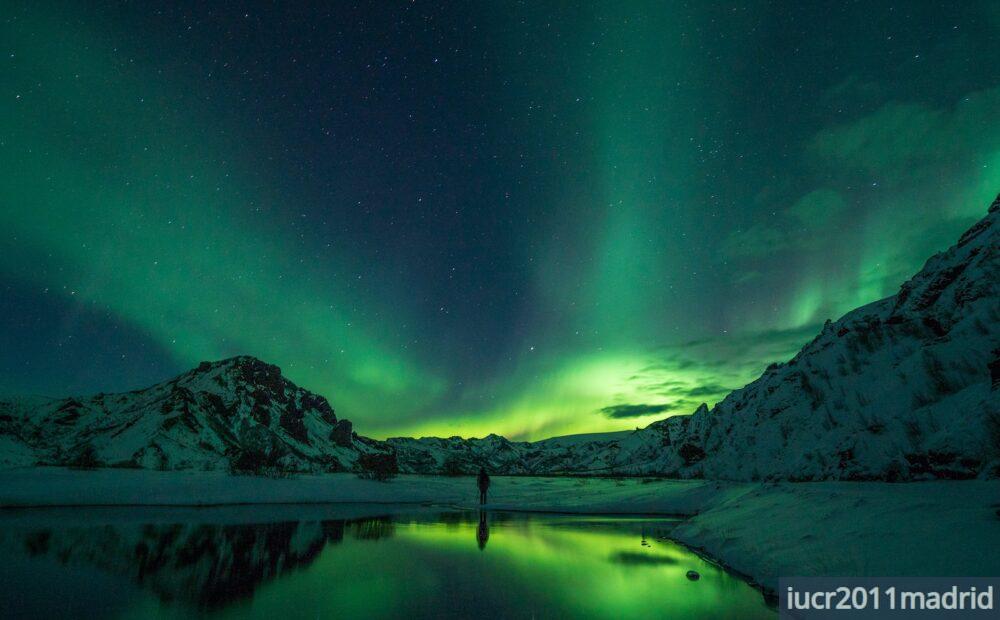 snow mountain with Aurora borealis